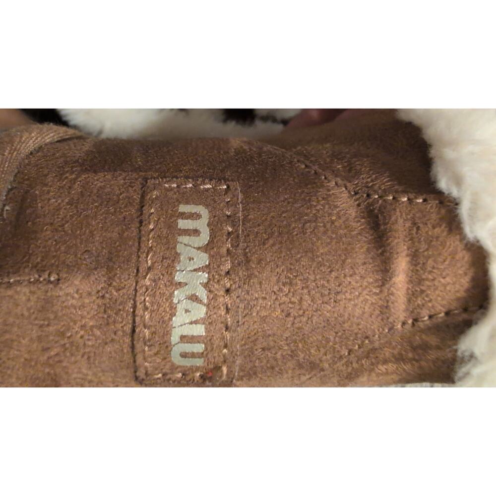 Makalu Kora Brown Faux Suede Faux Fur Ankle Boots Size 10 Winter Cozy Comfort - Picture 4 of 7